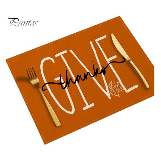 Durable Table Mats for Daily Use Pumpkin Autumn Leaves Placemat, Thanksgiving Linen Washable Heat Resistant Rustic Decorations Place Mat Dining