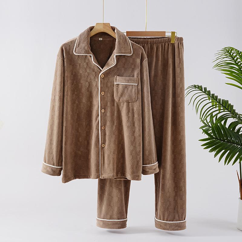 Herbst/Winter Sea Island Samt Partner-Pyjamas: Damen Warm & Herren Verdicktes Korallenfleece Hauskleidung