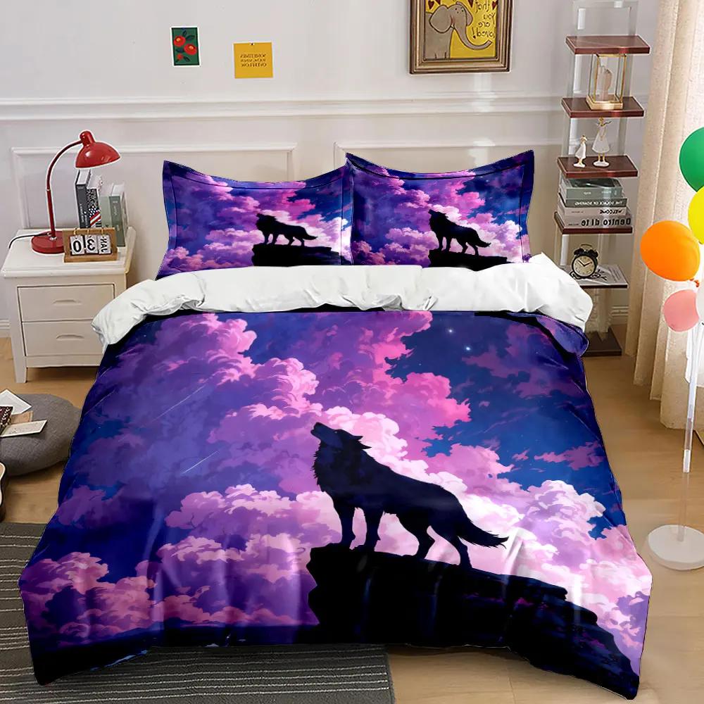 "Wolf Art Decorative Three-Piece Set" Soft Comfortable Duvet Cover Bedding Set Included 1*Duvet Cover & 2*Pillowcases Gift