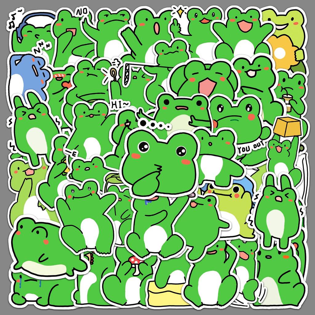 50 Sheets Frog Cartoon Animal DIY Journal Sticker Set for Cute Notebook Decoration