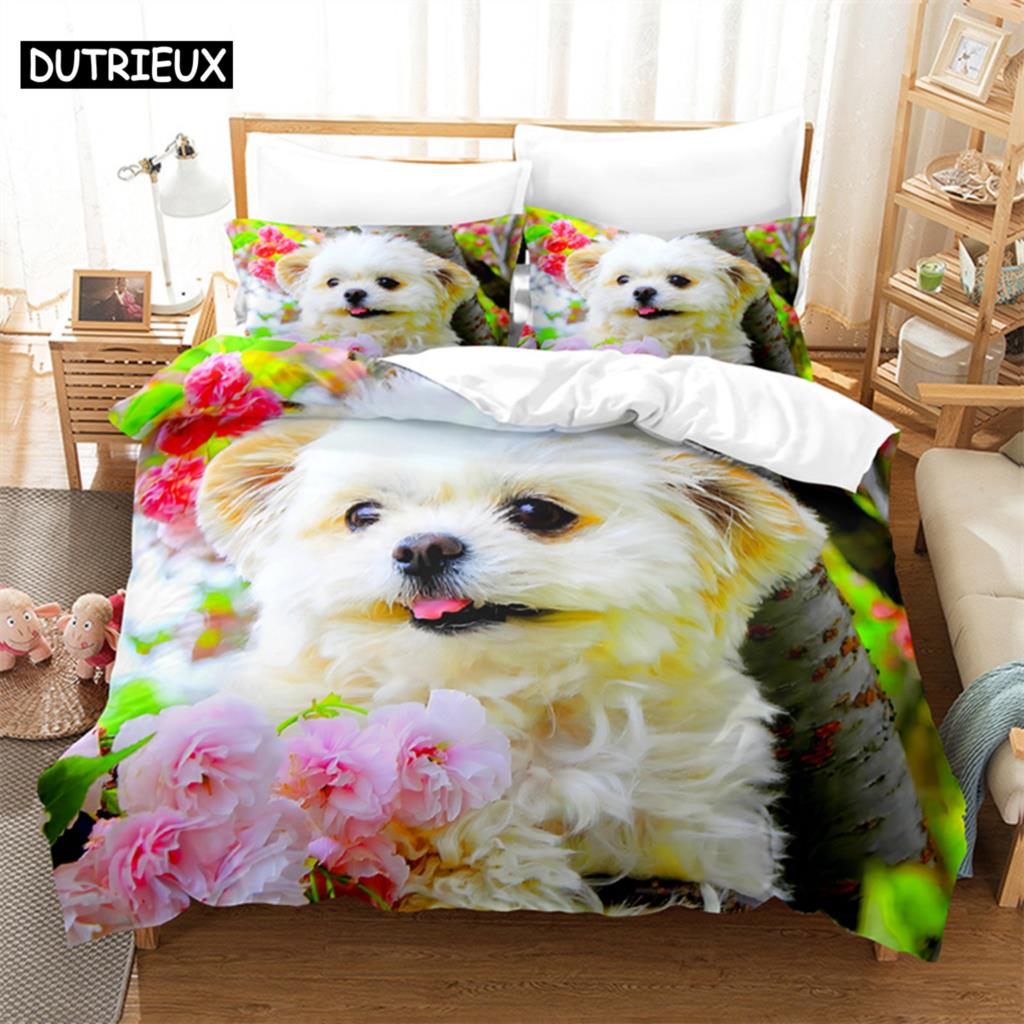 Comforter Cat Flowers Queen Bedding Set Pink Bedding Digital Printing King Size Bedding Sets