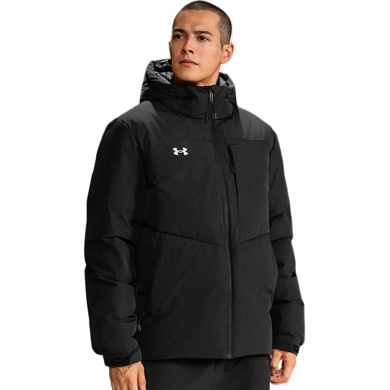 Under Armour Short Hooded Thickened Warm Outdoor Jacket Men Outerwear Black 23600801-001