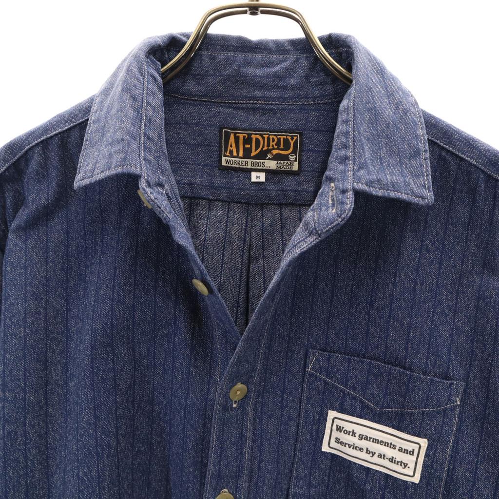 AT-DIRTY made in Japan Striped Pattern Long sleeve Denim shirt M Indigo Men's Used