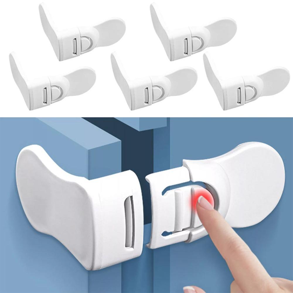 5PCS Anti-Pinching Hand Drawer Lock Self-adhesive Refrigerator Lock Buckle  Cabinet