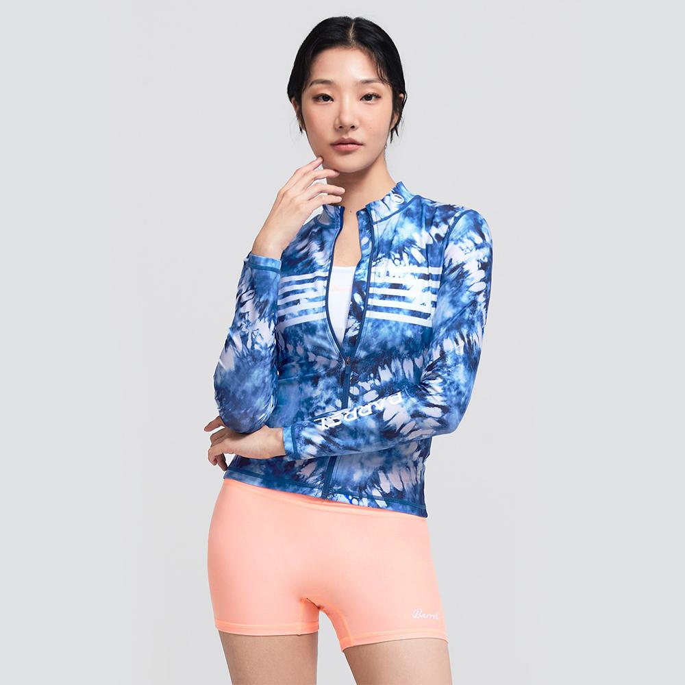 BARREL Women'S Ocean Zip-Up Rash Guard Leaf Tie-Dye (Bi2Wwrg14Ltd)