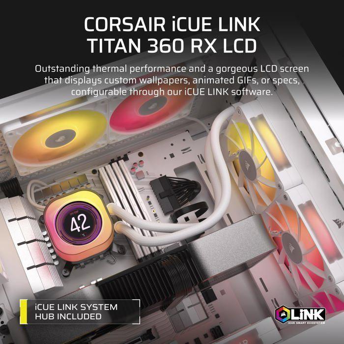 Refroidissement PC - CORSAIR - CW-9061026-WW - iCUE LINK TITAN 360 RX LCD White AIO