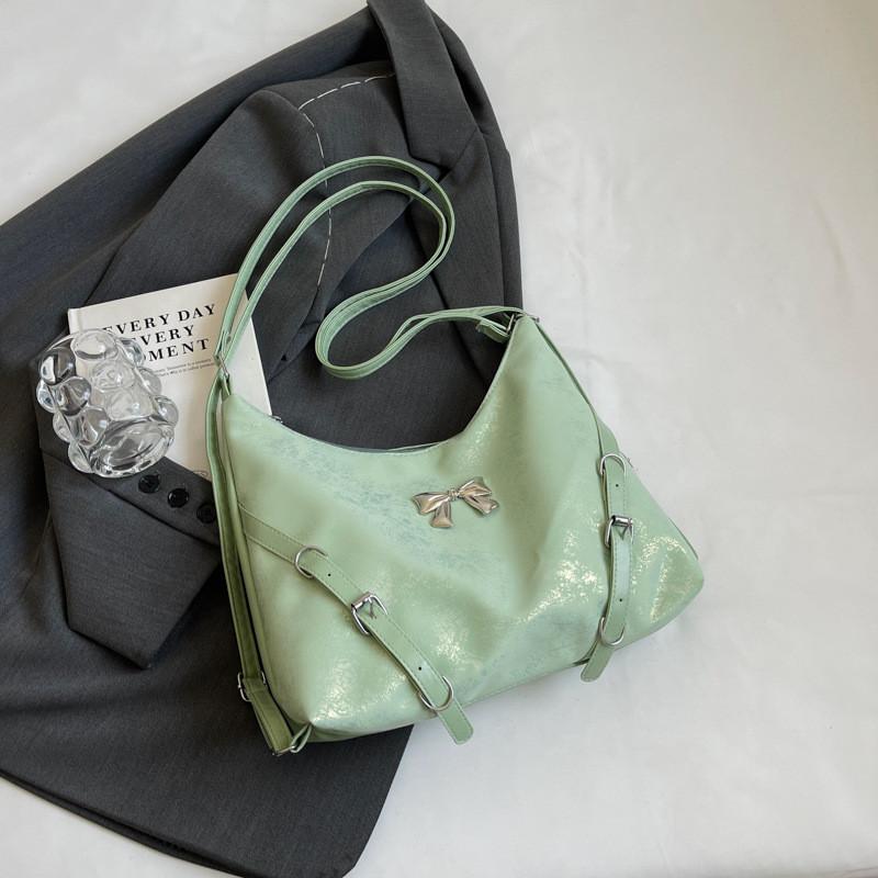 Шикарная большая сумка-тоут черная, белая, розовая, серебристая, зеленая для повседневных прогулок зелёный