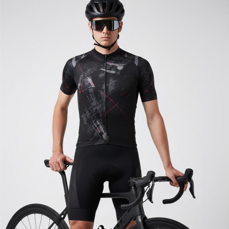 Black Cycling Clothing Custom Ropa Ciclismo Hombre Breathable Short Sleeve Cycling Set Mtb Bike Uniforme Maillot Ciclismo