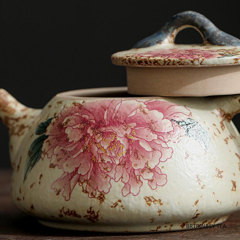 Chinese Traditional Handmade Flowers Ceramic Teapot Tea Pot Beauty Tea Infuser Kettle Travel Portable Tea Set Household Teaware