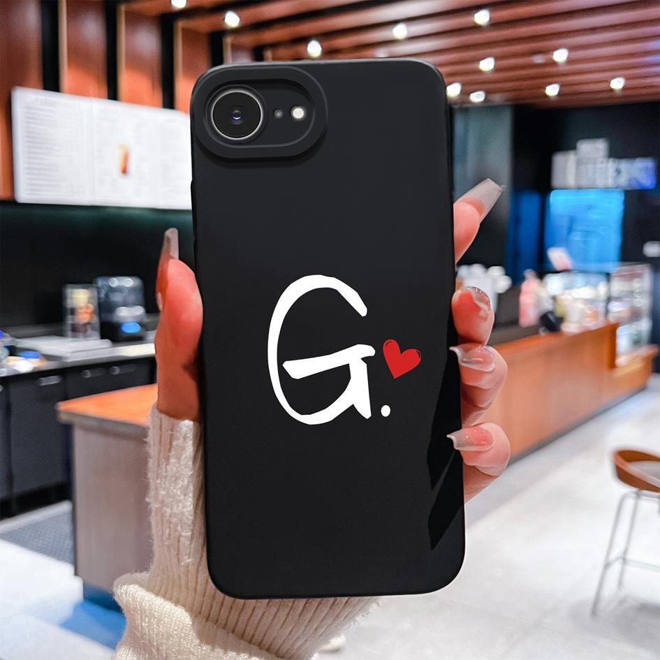 Phone Cover For Apple iPhone 16e 16 15 14 13 Pro Max Plus Pretty Red Love Heart Letter Pattern Soft Silicone Anti Fall Protective Case For Apple Shell