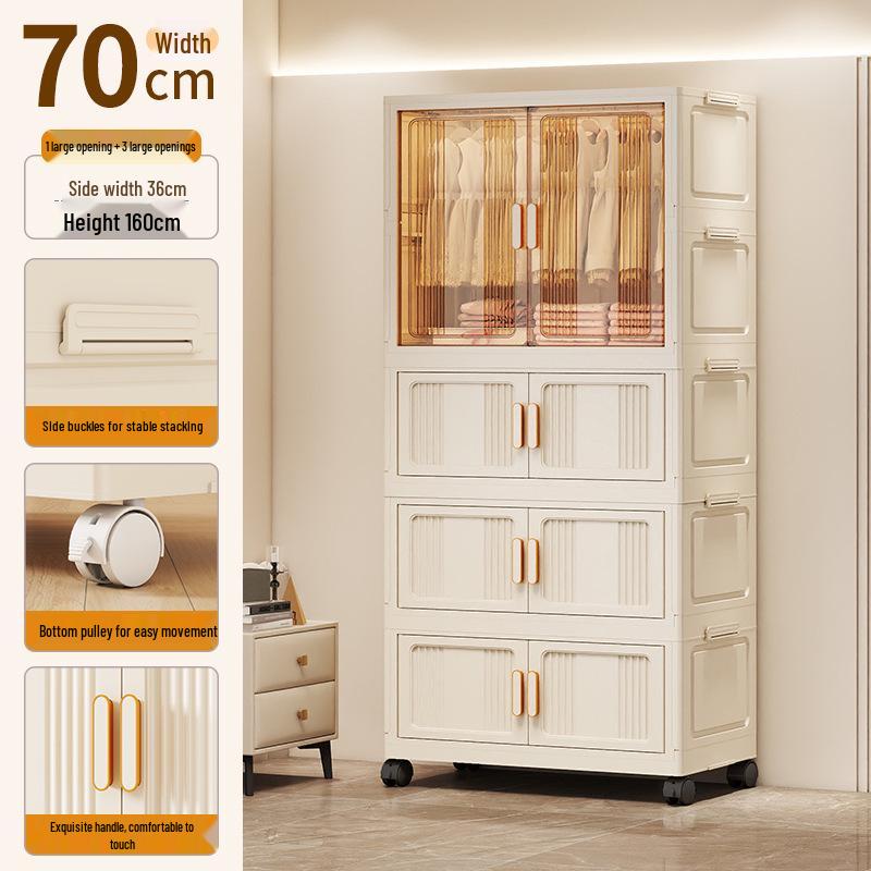 Children's Wardrobe & Storage Cabinet for Clothes, Snacks & Toys - No-Install Foldable Plastic Box