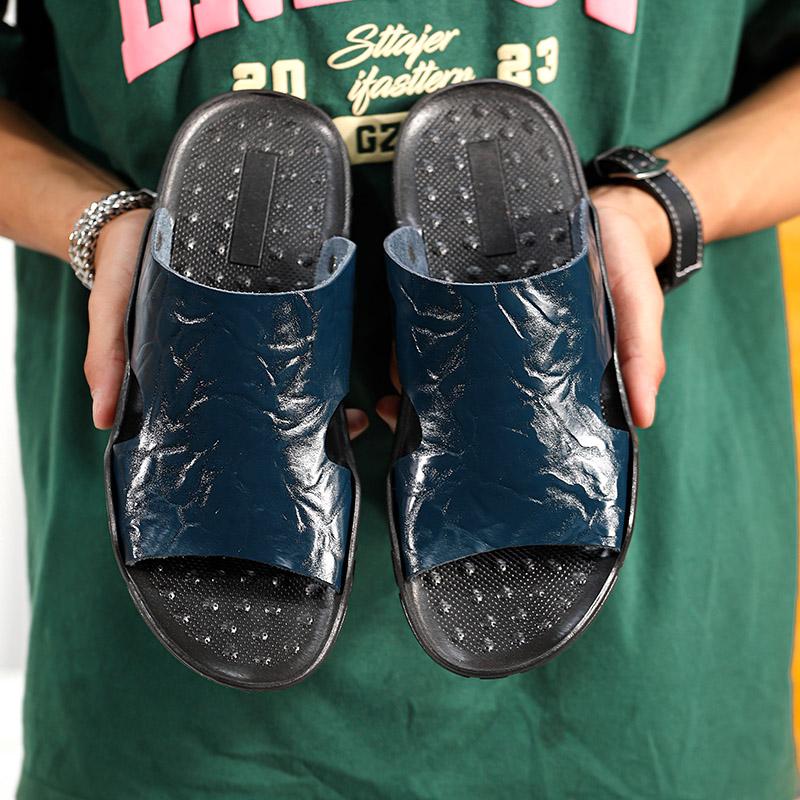 

TUINANLE мужские тапочки кожаные классические летние мужские сандалии мягкие черные тапочки тапочки из искусственной кожи легкие шлепанцы из ЭВА для мужчин 48