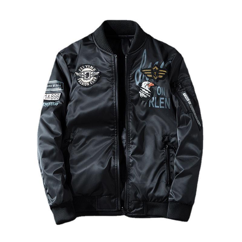 Men's Plus Size Reversible Winter Bomber Jacket - Extra Thick Cotton Baseball Style Coat