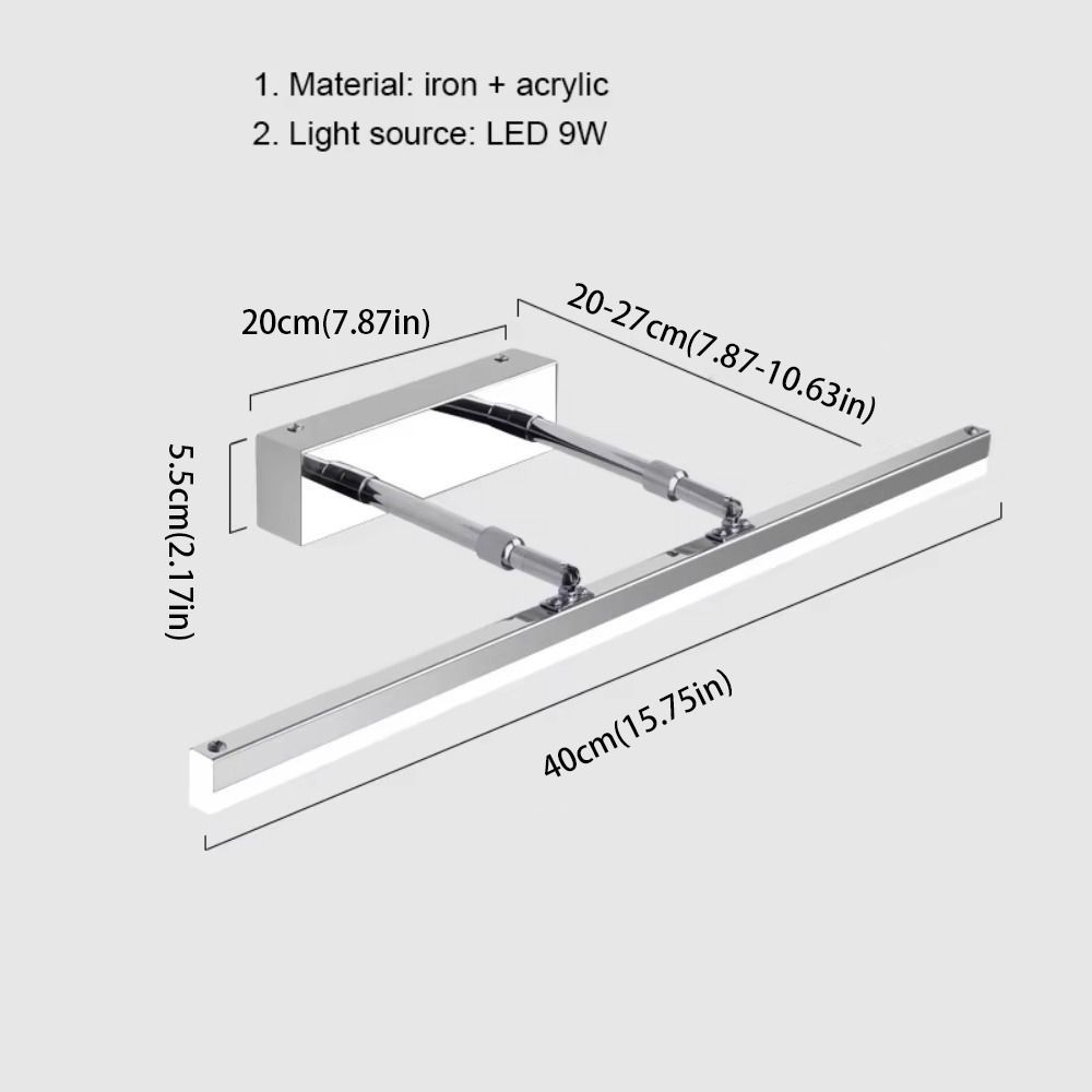 9W 40CM Makeup Mirror Light No-Drill Vanity Mirror Light Bathroom Mirror Lamp  Washroom