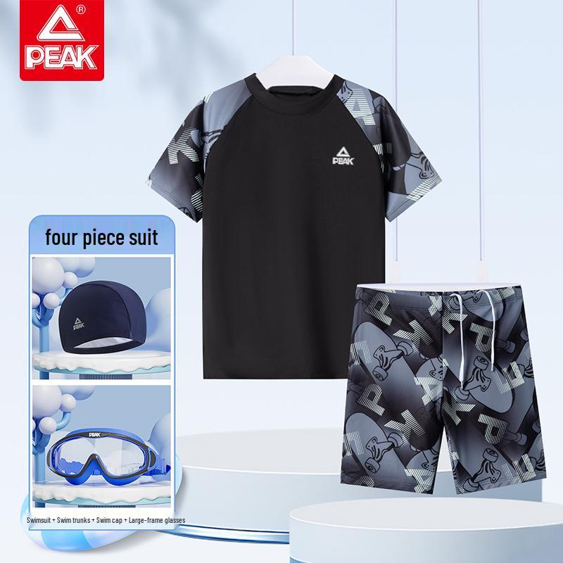 PEAK Boys' Skin-friendly Two-piece Swimwear - Comfortable, Professional Training Swimsuit Set for Kids