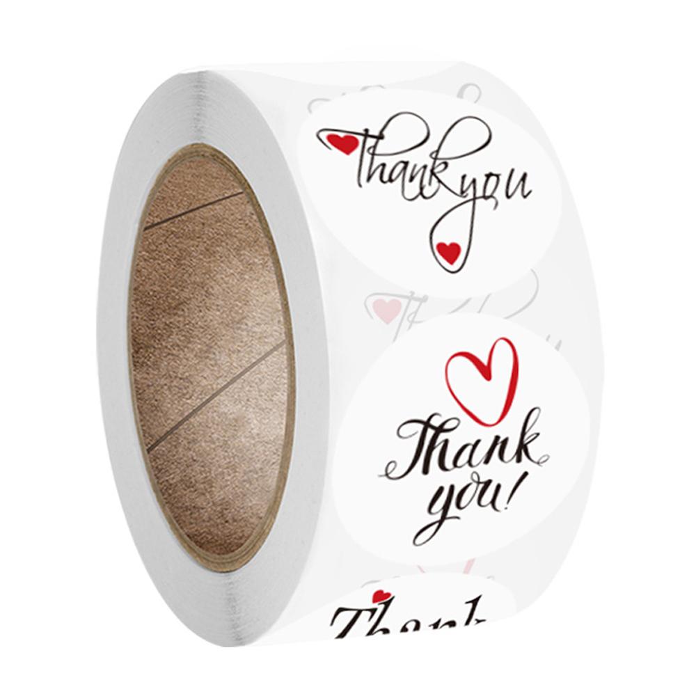 100-500Pcs Round Thank You Stickers Red Heart Labels For Wedding Pretty Gift Cards Envelope decorate Sealing Label Stickers