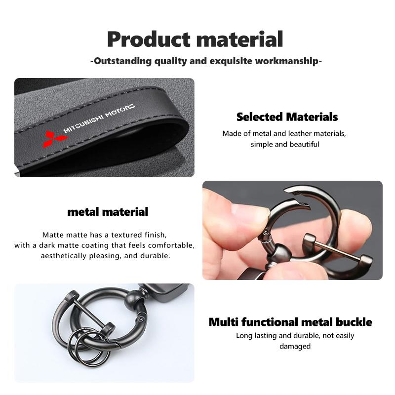 cxytvd1 Leather Simple Unisex Auto Logo Keychain Key Ring Chain Holder For Mitsubishi Outlander Lancer L200 ASX Pajero Grandis Eclipse