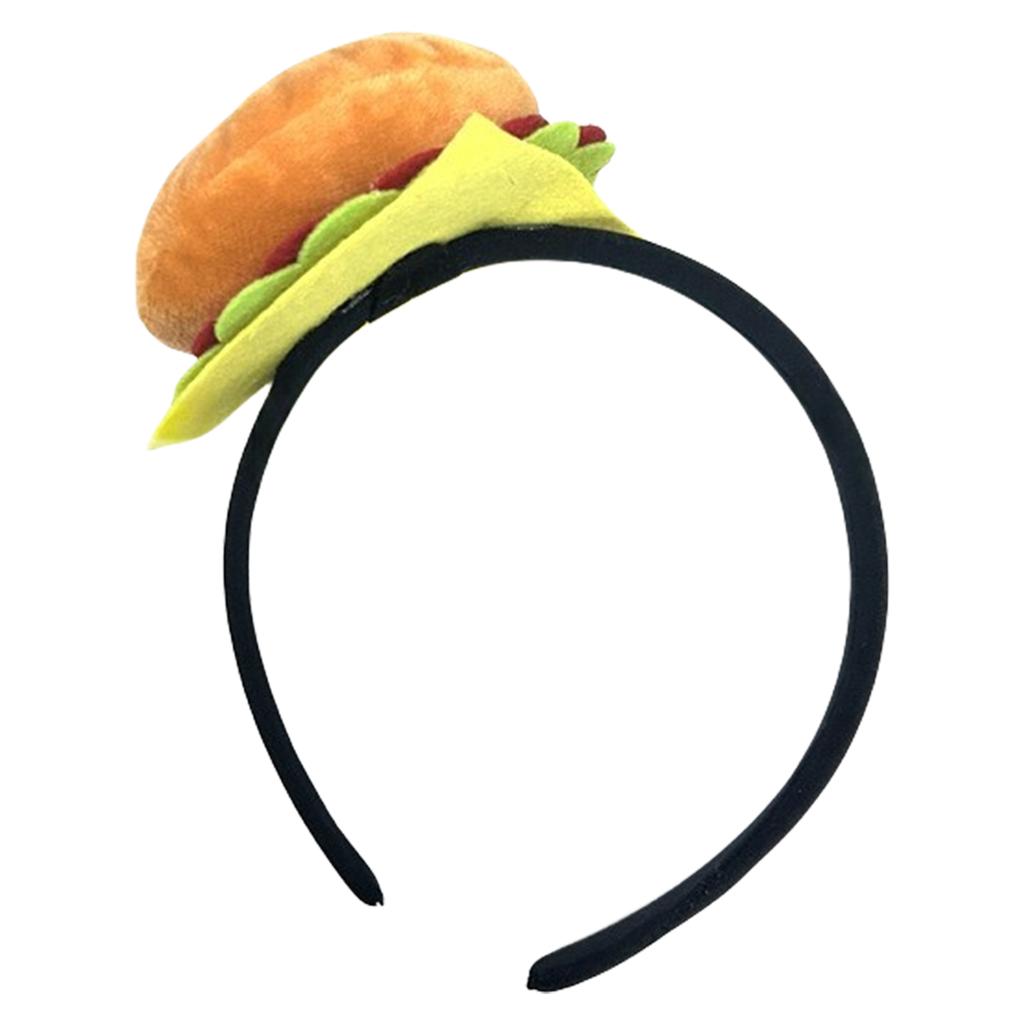 Realisitc 3D Hamburger Headband Soft Felt Velvet Hairband Styling Accessory For Women Girl Cosplay Party Dressingup