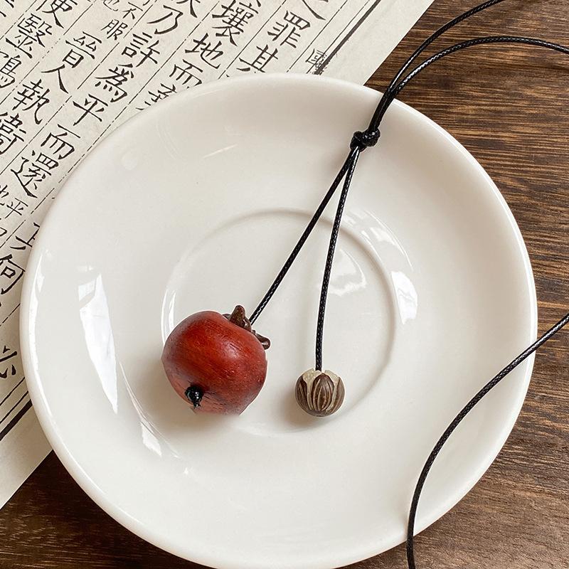 Wooden Bead Acorn Pendant, Wax Rope Necklace, Retro Ethnic Style Pull-out Sweater Chain, New Chinese Versatile Niche Item Decoration