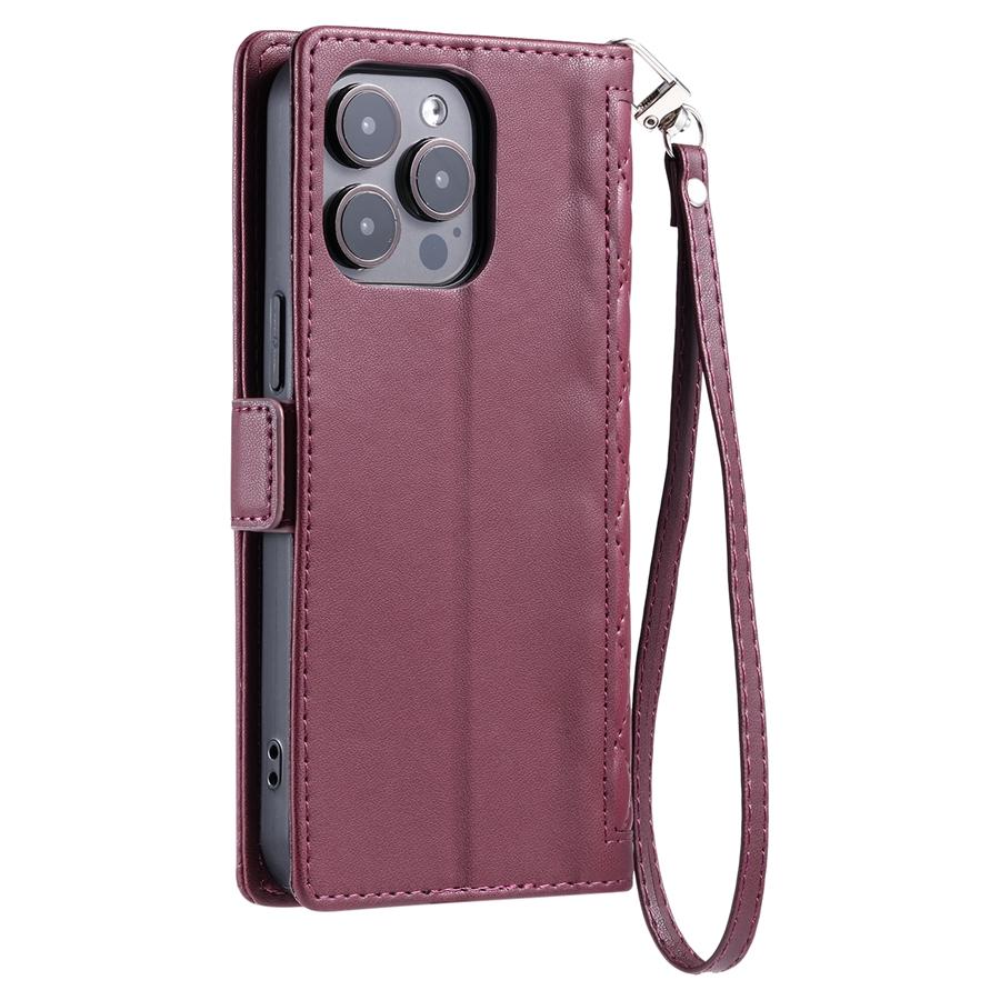 Kickstand Folio Case with Card Slots Holder Wrist Strap Lanyard for iPhone 16 15 14 13 12 11 16e 13 Pro Max 16 Pro XR 7 8 Plus SE Phone Case Wallet