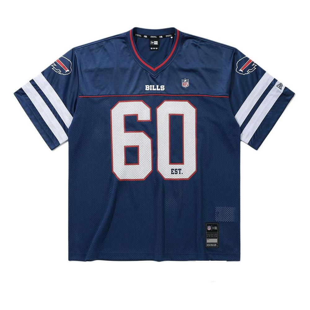 New Era NFL Buffalo Bills Fashion Pattern Printed V-Neck Loose Short Sleeve T-Shirt Unisex Tops 14954666