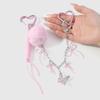 Fashion Bows Keyring Creative Car Key Chain Plush Pompoms Keychain Heart Keyrings Bag Pendant Ornaments Bag Charm
