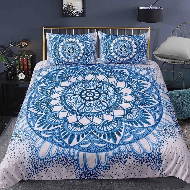 Bohemian 2/3pcs Boho Mandala Bedding Set Twin Queen King Size Comforter Duvet Quilt Cover and Pillowcase Soft Bedclothes