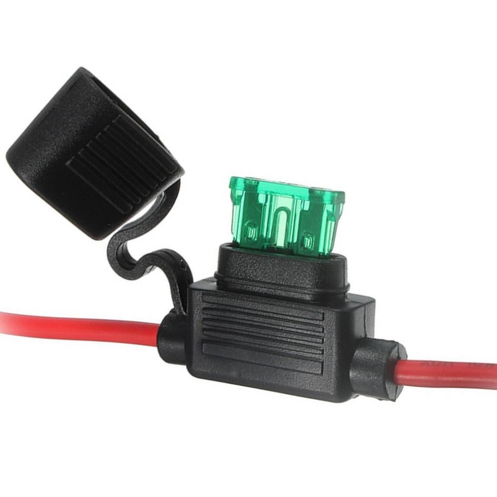 Car Mounted Miniature Blade Adapter Fuse Holder Splash Proof 12V 30A Wire