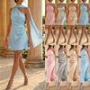 Temperament european și american de vară elegantă rochie de seară din satin high-end cu umeri asimetrici și talie strânsă