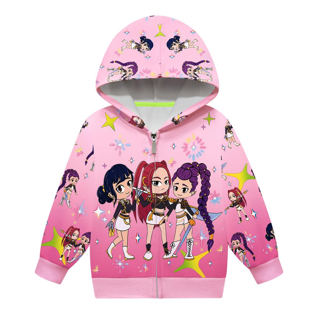 Dívčí mikina 3D kreslená bunda mikina hudba na zip s kapucí dlouhý rukáv topy