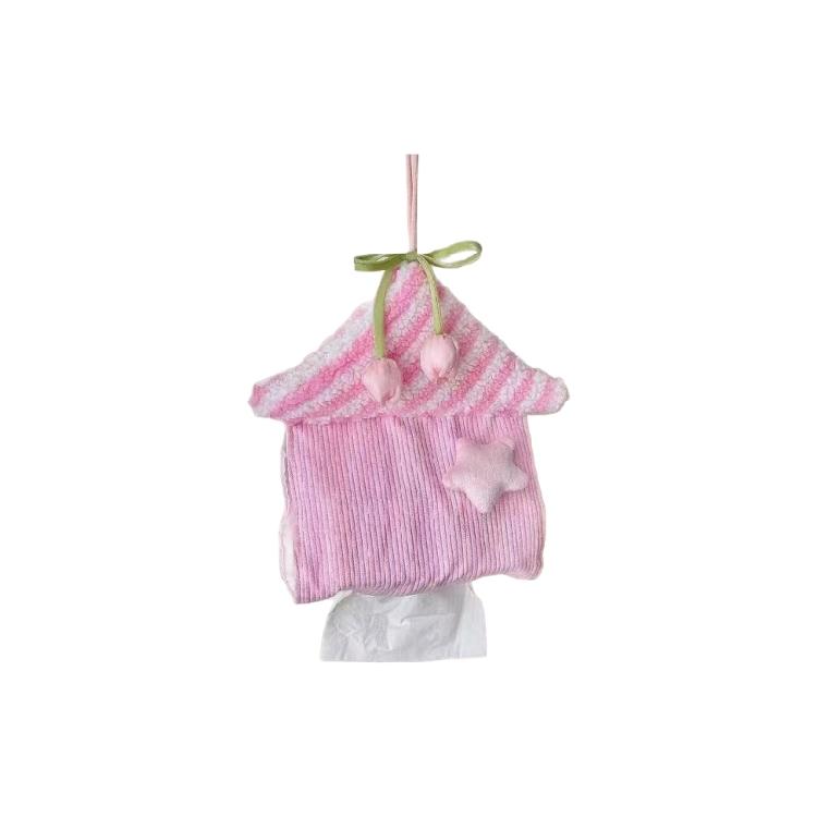 

Practical Wall Mounted Flannel Tissue Storage Bag In Fun Star House Designs For Daily Use розовый