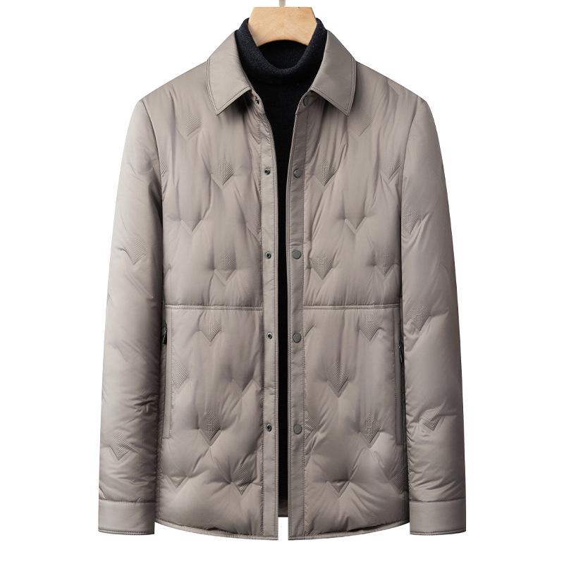 Men's Winter Lightweight Down Jacket - Middle-aged Lapel Business Casual Outerwear, Dad Style Trendy