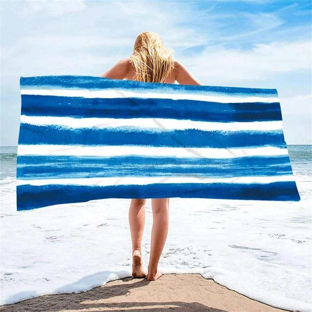 Lightweight Microfiber Beach Towel 150x75cm Multi-Functional Travel Towel Quick Dry Soft Absorbent Sand Free Patterned Bath Towel