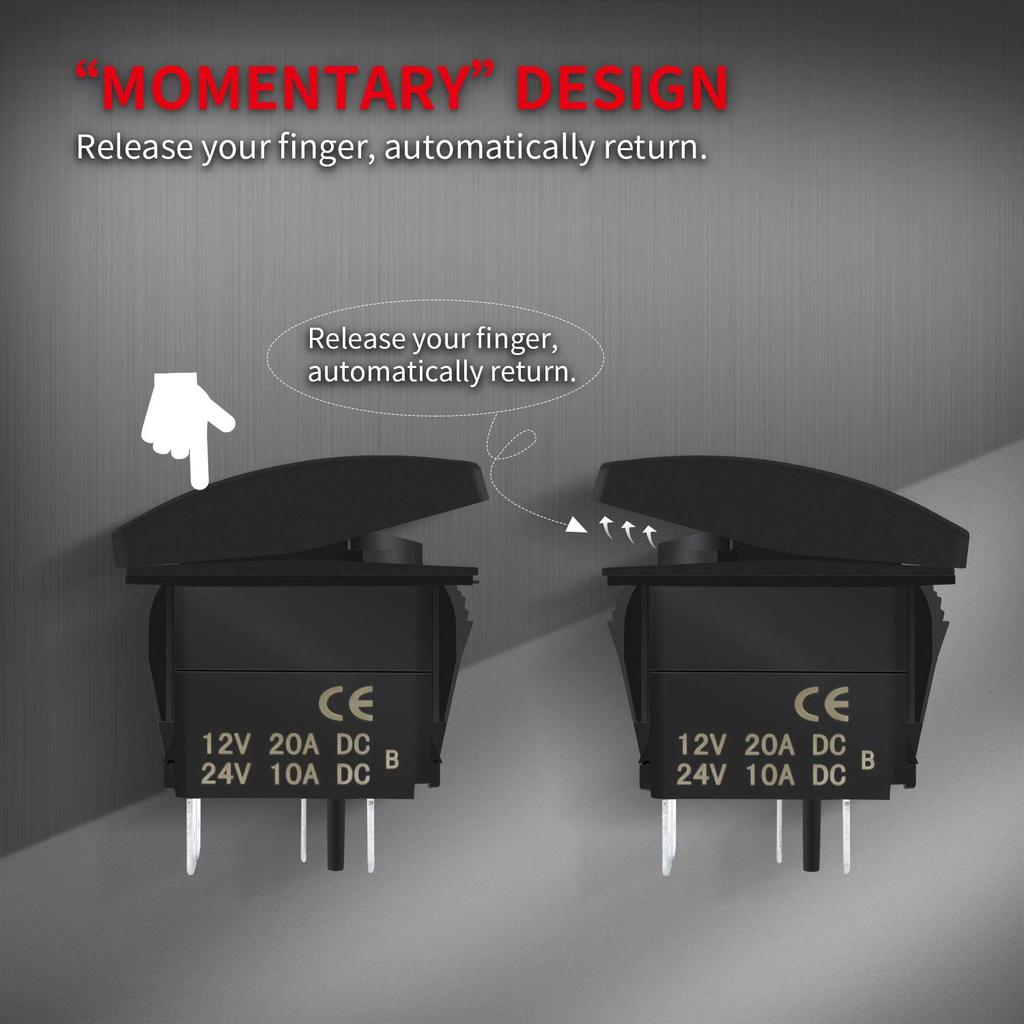 DaierTek 12V Horn Button Momentary Rocker Switch Blue LED 12 Volt Ranger Auto Train ATV UTV RZR Boat Marine Toggle Switch Waterproof