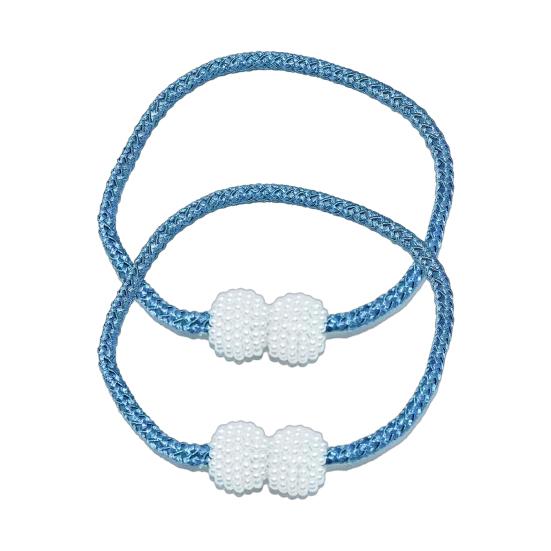 1 Pair Magnetic Curtain Tiebacks, Woven Rope Beaded Curtain Holders, Decorative Drapery Holdbacks for Living Room Bedroom