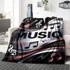 Abstract Music Note Guitar Wave Metallic Print Flannel Blanket Soft Warm Throw Blanket Music Theme Home Decor for Sofa Bedroom Travel