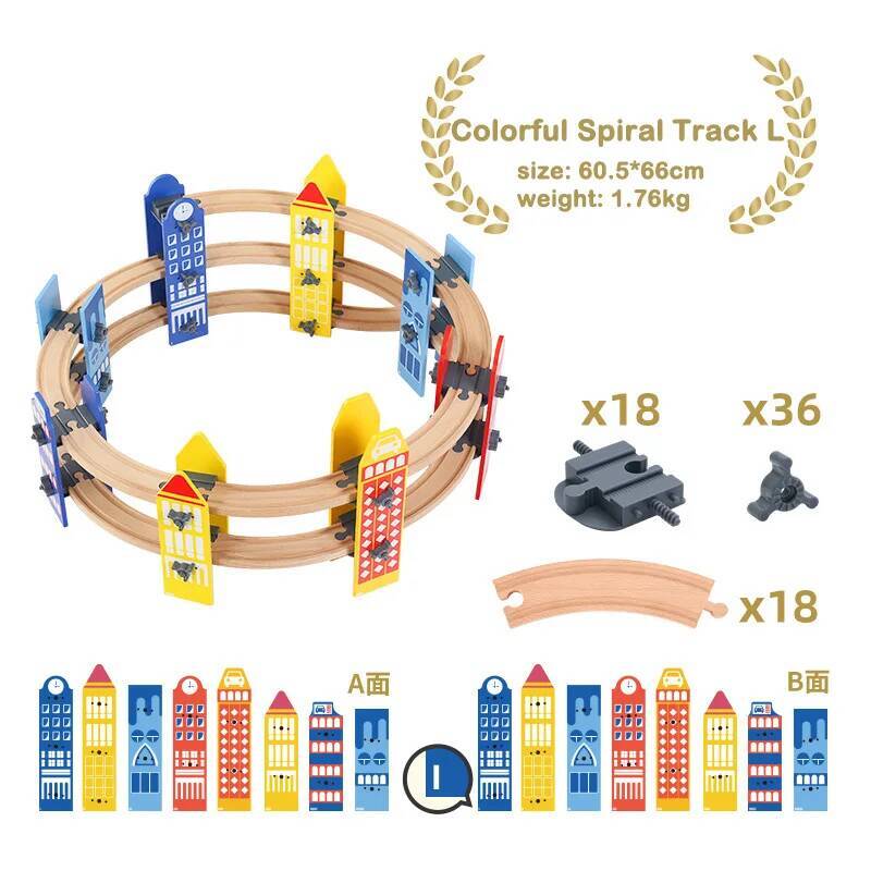 New Colorful Spiral Wooden Tracks All Kinds Railway Bridge Piers fit for Brand Wooden Train Tracks Toys for Children Gift