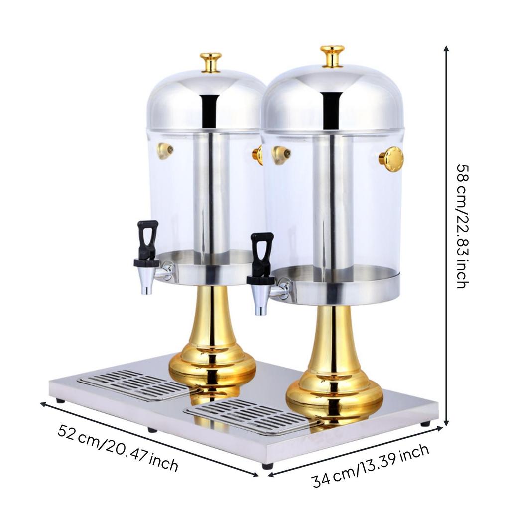 Commercial Drink Server Pedestal Stands Transparent Double-Head Juice Dispenser