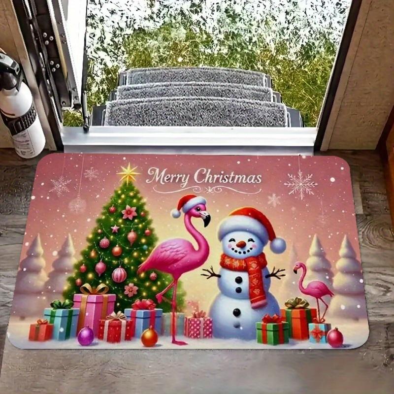 

Christmas Snowman Tree Doormat, Polyester Non-Slip Mat for Laundry Kitchen Guest Room Holiday Decor 40x60cm