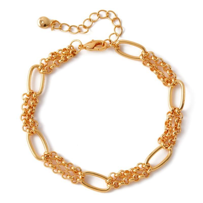 Minimalist Gold Plated Color Retention Neutral Thick Chain Handmade Plain Bracelet