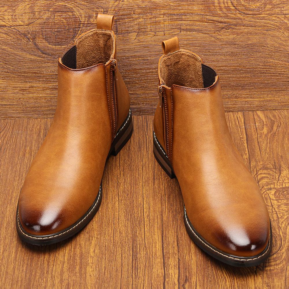 Size 40~46 Men Chelsea Boots Zipper Style Ankle Boots soft leather Men Boots