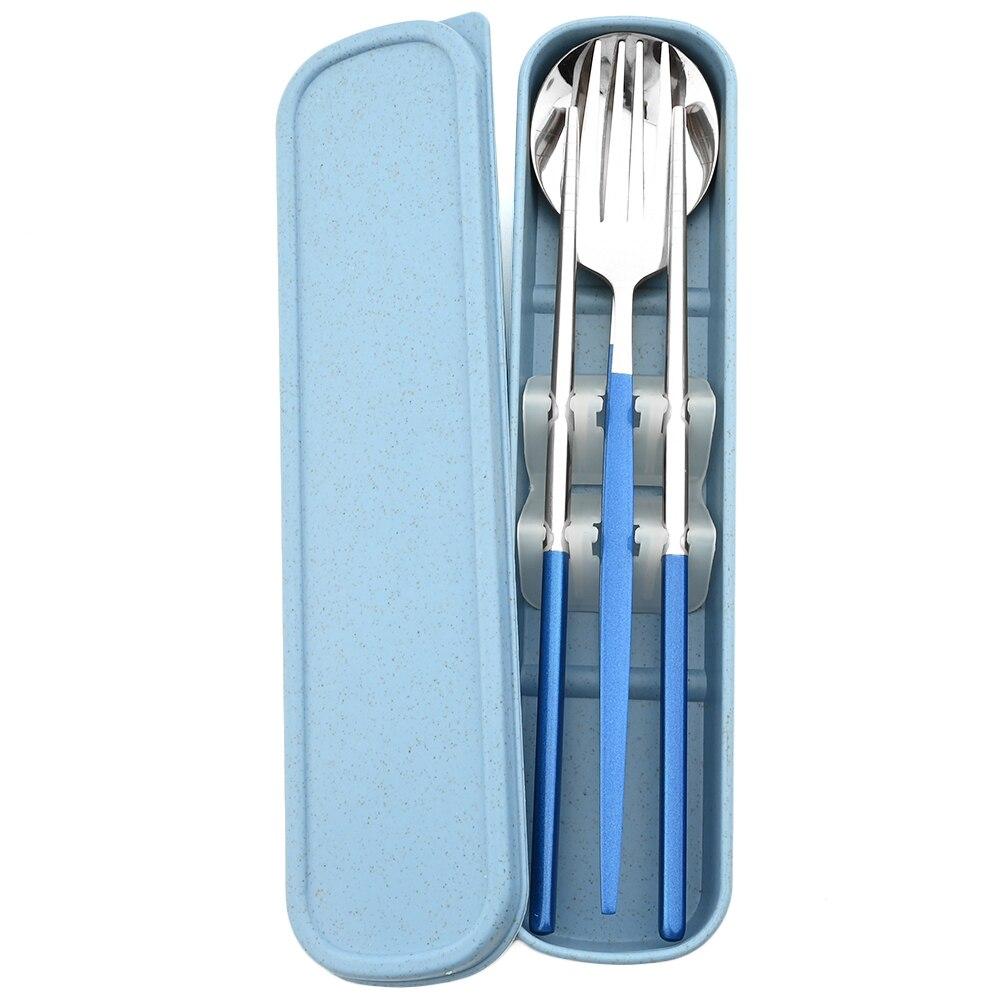 Western Dinnerware Set Travel Camping Cutlery Set Fork Spoon Chopsticks Tableware With Portable Box Stainless Steel Flatware Set