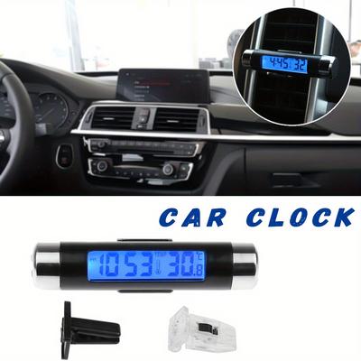 Mini Auto Temperaturüberwachung mit Uhr - Digitales Thermometer mit Hintergrundbeleuchtetem Display, Auto Lüftungsschlitzhalterung
