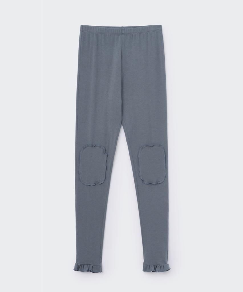 Koseumoseu Patched Ruffle Trim Leggings (Grey)