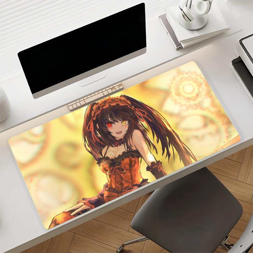 Gaming Mouse Pad Large Desk Mat Antislip Base Stitched Edges Red Black Anime Girl Print Keyboard Pad for Gamer Home Office
