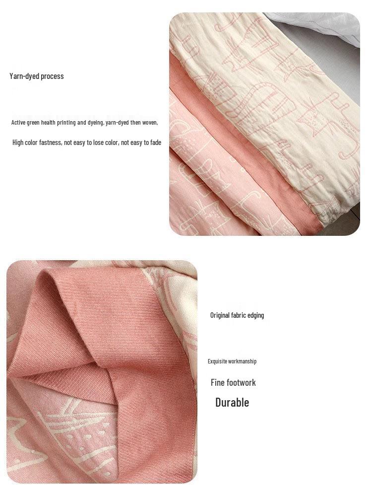 Coperta-asciugamano in garza a quattro strati di cotone di bambù giapponese per tutte le stagioni - Coperta comoda per studenti, misura singola/doppia