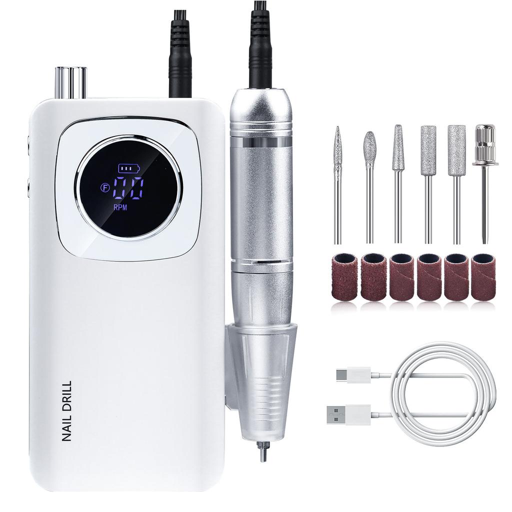 Electric Nail Files Rechargeable Nail Drill 45000RPM Nail Drill Machine for Acrylic and Gel Nails Electric Manicure Set