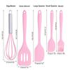 Cooking Spatula Set Silicone Baking Scraper Heat Resistant   Kitchen Utensil(Pink )