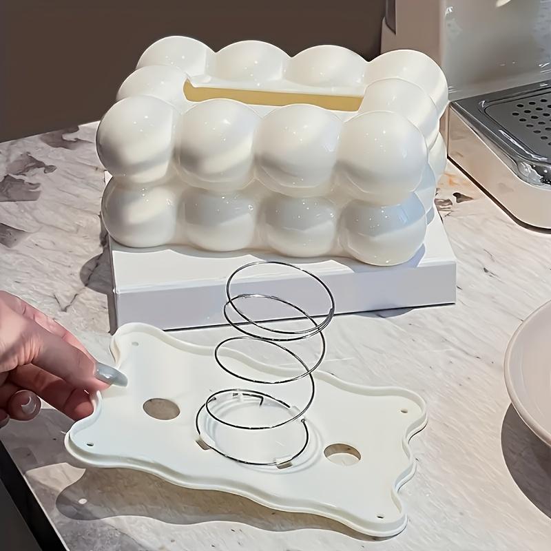 [Elegant Tissue Box] White Elegant Modern Cloud-Shaped Glossy Plastic Tissue Box Holder | Stylish Home Decor for Kitchen, Bedroom, and Living Room