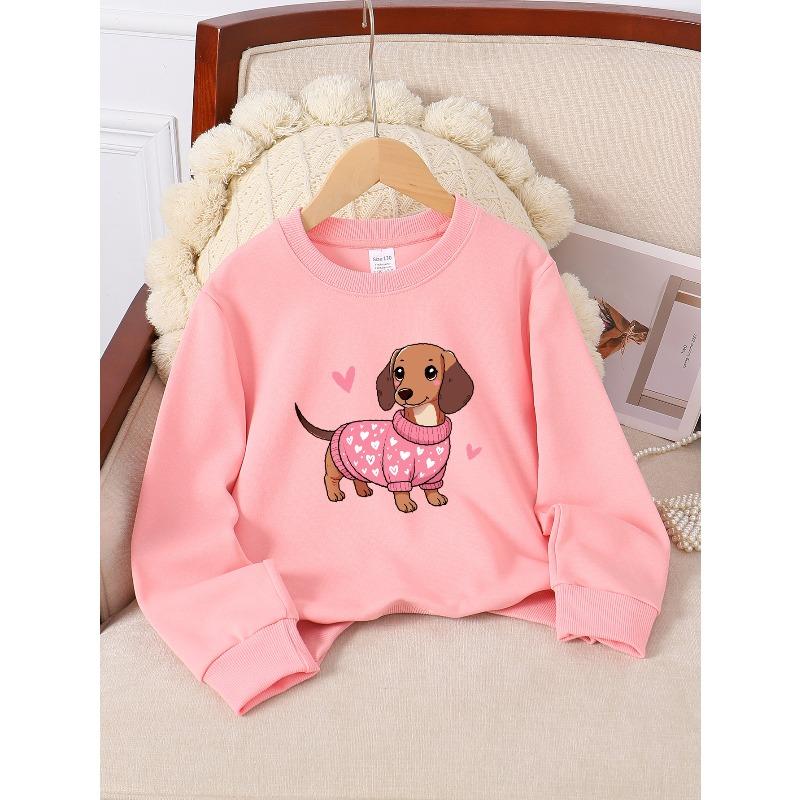European sizes Kids' Casual Printed Round Neck Pullover, Kids' Fashion Round Neck Sweatshirt with Adorable Animal Prints, Casual Comfortable